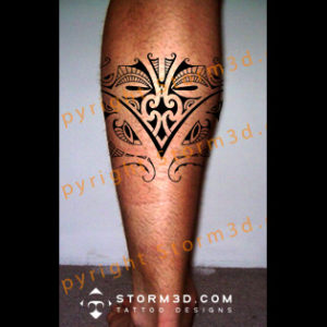 tribal-calfband-legband-tattoo-design-with-tiki-face-mask-symbol