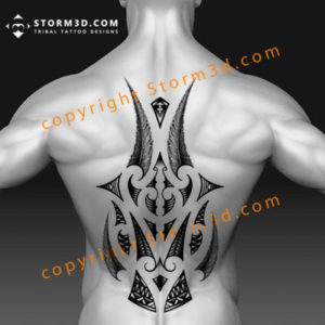 stunning-spine-tattoo-maori-feathers-polynesian-style-black