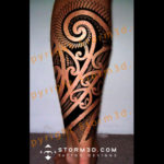 beautiful-maori-calf-tattoo-design-koru-shapes