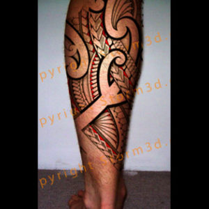 calf-tattoo-design-maoristyle-polynesian-red-arrowheads-drawings