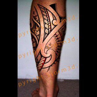 Awesome Grey Ink Geometric Eagle Tattoo On Leg