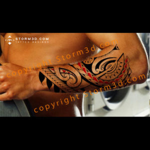 forearm tattoo tribals template with red accents