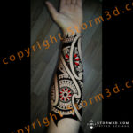 maori-forearm-red-color-mandalas-design-in-tattoos