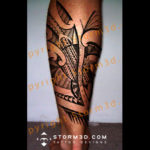 turtle-tribal-tattoo-on-calf-koru-maori