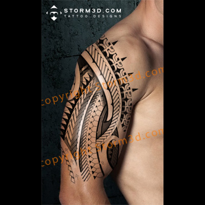 tribal upper arm tattoo