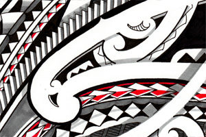 maori-forearm-tattoo-tribal-storm3d-design-with-red-symbols