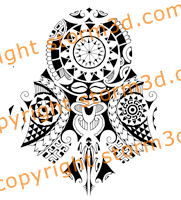 polynesian-mask-lizard-sleeve-tattoo-design