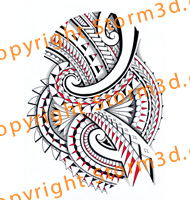 shaded-red-maori-tribal-halfsleeve-tattoo-color-designs