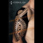 marquesan-tribal-halfsleeve-tattoos-with-turtle-shell-patterns