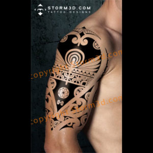 polynesian-upperarm-shoulder-tatoo-design-black-koru-mix