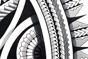 Polynesian mandala tattoo sun design black shading